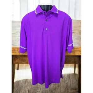 FOOTJOY FJ Men's Purple Golf Polo Shirt Large Collar Stripes